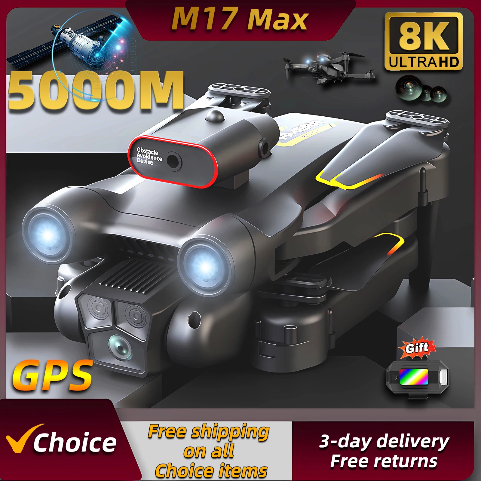 Drone Beacon Light - Drone Baru M17 Max 8K Profesional